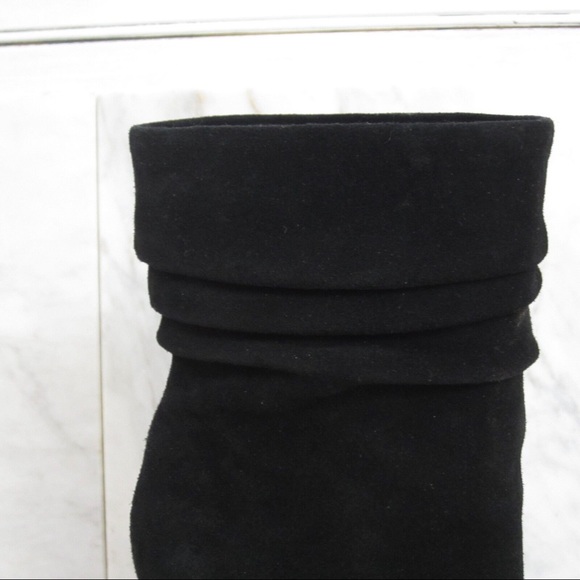 HALSTON HERITAGE Black Suede SANDRA High Heel Slouchy Open Toe Ankle Booties 7 - Picture 2 of 10